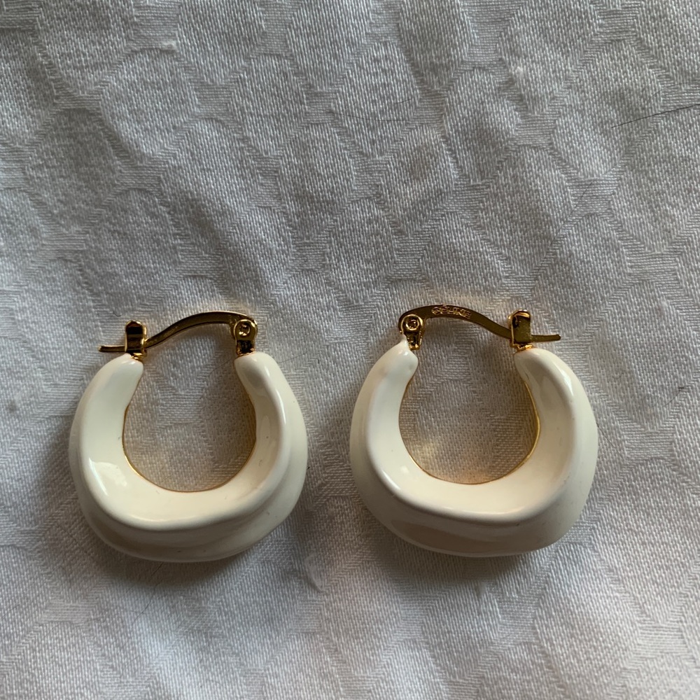 Celine White Ceramic Hoops